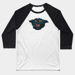 Vintage Hissing Black Cat Baseball T-Shirt